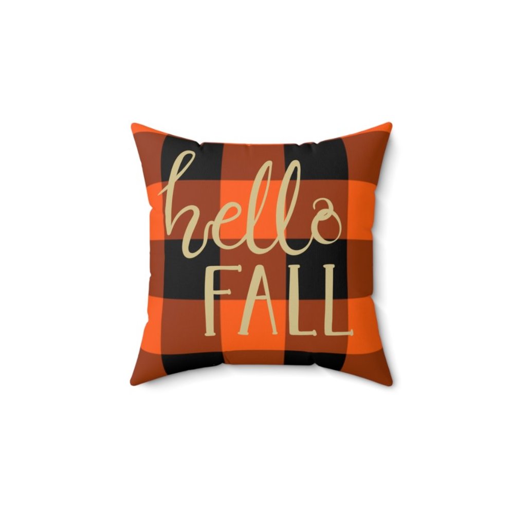 Hello Fall Pillow, Decorative Pillow, Throw Pillow, Faux Suede Square Pillow, Fa